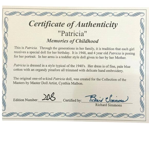 Collections of the Masters #823015 by Richard Simmons Signed "Patricia" - Picture 7 of 10